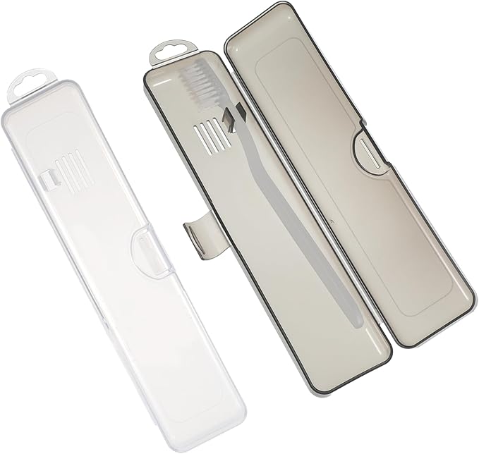 Toothbrush Case, 2 Pack Portable Clear Toothbrush and Toothpaste Storage Container, Transparent Toothbrush Travel Case, Plastic Toothbrush Holder, 8.27 x 1.85 x 1.1 inches (Black and White)