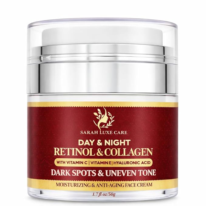 Dark Spot & Uneven Tone Face Cream with Retinol & Collagen – Anti-Aging Day & Night Moisturizer with Hyaluronic Acid for Women & Men, 1.7 oz