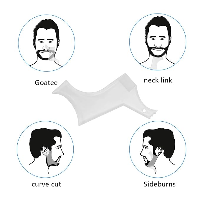 Ahier Beard Shaping Tools, 5-in-1 Beard Shaping Set with Straight Edge Razor and 10 P blade, Barber Pencil, Beard Trimming Scissors, Gift for Men