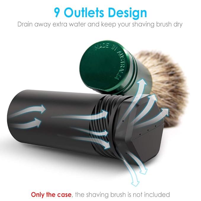 Shaving Brush Travel Case, Shave Brush Holder Stand with Adjustable Height Compatible Most of Shaving Brushes (Brush not Included) (Black)