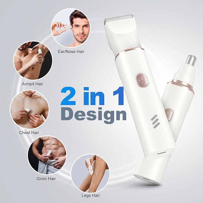 Bikini Trimmer for Women-Electric Razors for Women‘s Gift Body Hair Trimmer IPX7 Waterproof, Replaceable Ceramic Blade,White
