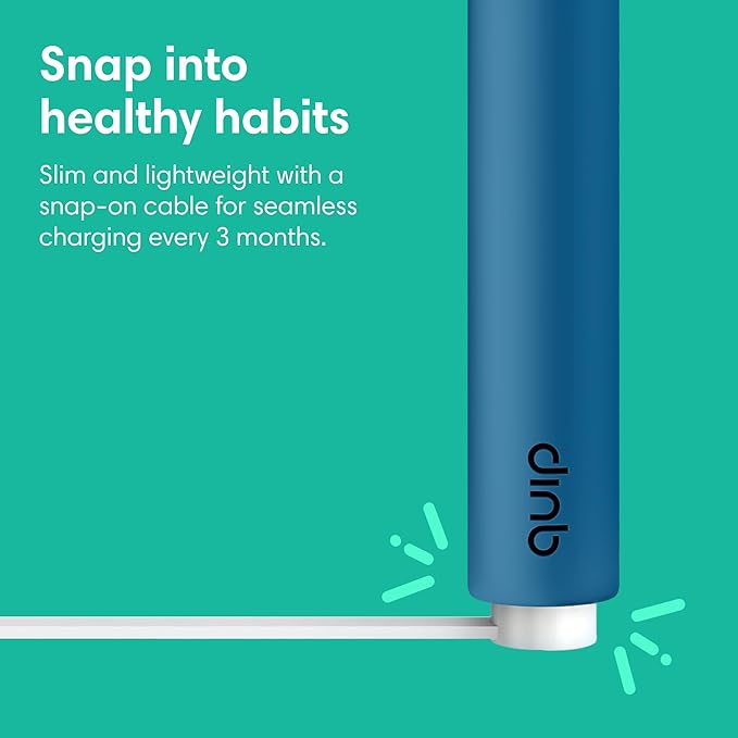 Quip Rechargeable Smart Sonic Toothbrush for Adults - Timed Electric Toothbrush with Bluetooth & Rewards App - Replaceable Brush Head, Soft Bristles, Plastic Handle - Travel Toothbrush - Ocean Blue