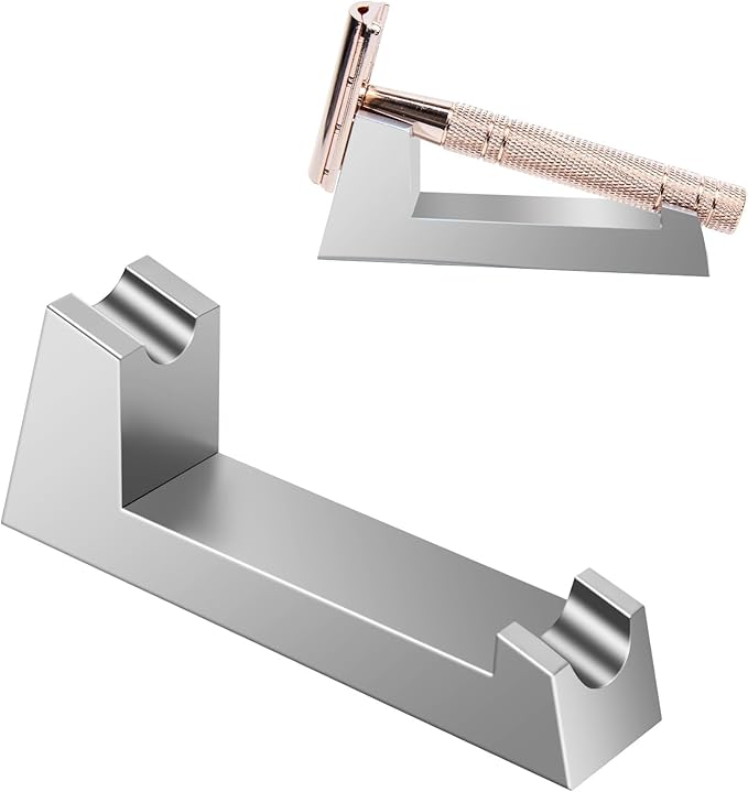 Aluminum Alloy Razor Stand, Safety Aluminum Men's Shaving Stand Gold for Bathroom Countertops, Compatible with Henson AL13, AL13-M and Ti22, Anti-Rust and Durable