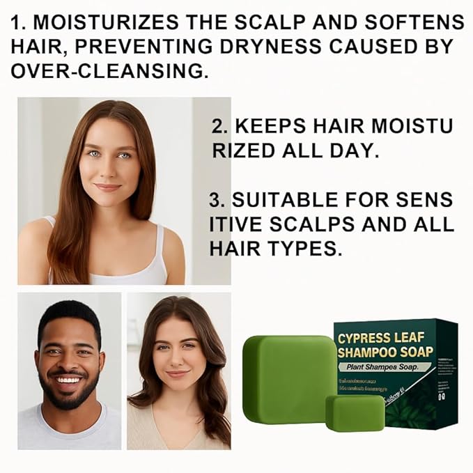 2PCS Herbal Extracts Arborvitae Leaf and Usmal Grass Shampoo Bar, Hair Cleansing Oil Control Hair Growth Shampoo Bar