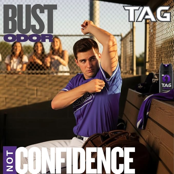 TAG Body Spray for Active Men - Dominate Scent, Long Lasting Men’s Fragrance, Strong Protection, Cologne Fragrance and Deodorant Spray in One; 3-Pack of 3.5 Oz Sprays (10.50 Ounces)