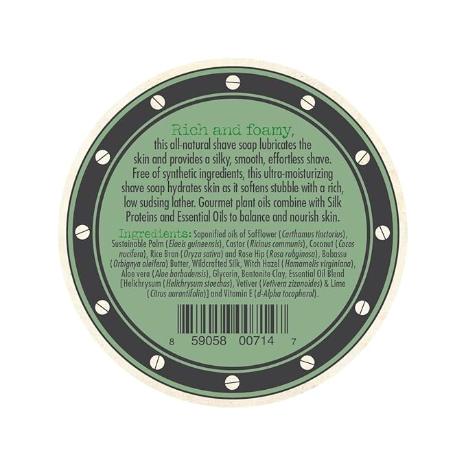Three Sisters Apothecary 3.5 oz. Shave Soap (Vetiver and Lime)