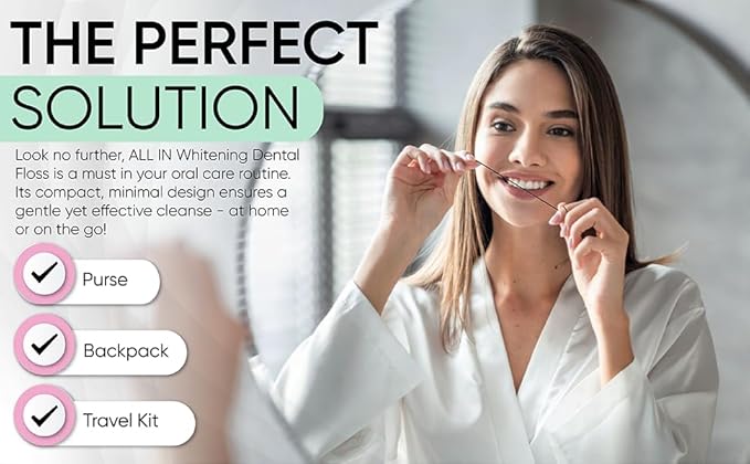 ALL IN Waxed Charcoal Floss with a Refillable Dental Floss Magnetic Holder - Plant Based, Natural, and No PFAS - Mint Floss for Effective Plaque Removal, Clean Teeth, Fresh Breath - 32 yd