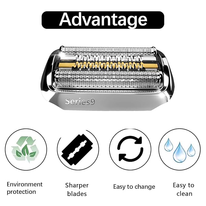 92S Replacement Head Compatible With Braun Series 9, 92SB Wet and Dry Replacement Foil and Cutter for Braun Electric Shaver S9 9290cc 9291cc 9370cc