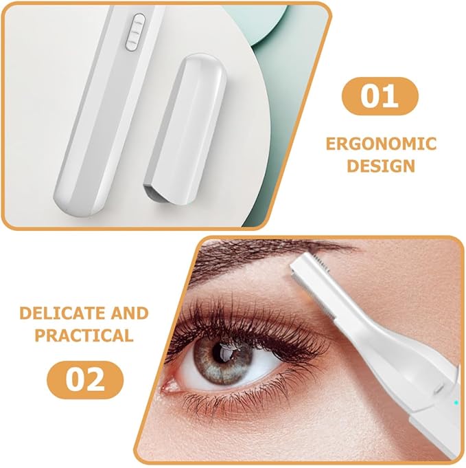 Electric Eyebrow Trimmer USB Rechargeable Multifunctional Eyebrow Razor for Women and Men Portable Hair Removal Device White Facial Grooming
