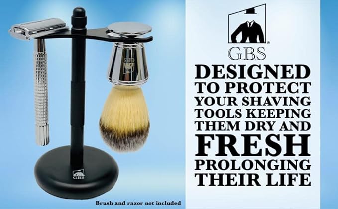 G.B.S Dual Stand for Razor & Brush Stand, Classic Black Matte