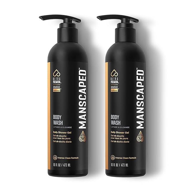 MANSCAPED® Men’s UltraPremium Refined® Body Wash, Luxurious Clean Formula Infused with Aloe Vera and Sea Salt, Refreshing and Nourishing Daily Shower Gel for Hydrating Skin, (16 oz), 2 Pack