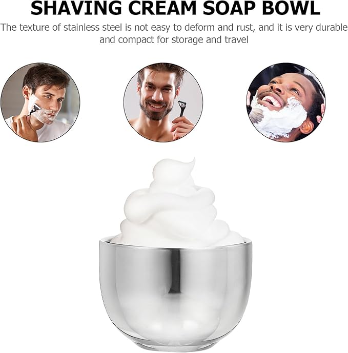 Beaupretty Men’s Shaving Soap Bowls 2pcs Stainless Steel Foaming Soap Bowls Sturdy for Wet Shaving Beard Care