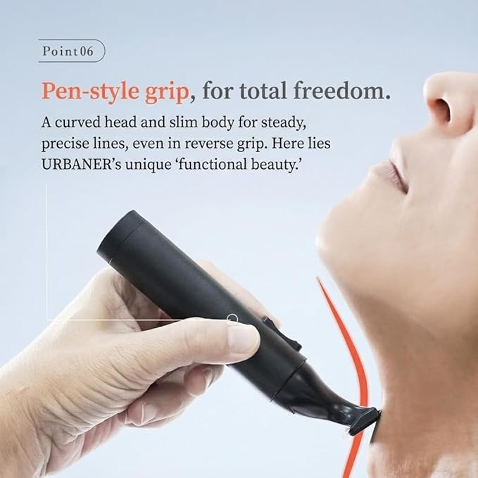 URBANER Mustache Trimmer – Cordless, Waterproof & Adjustable, 0.08”-0.55” Precision Settings, Lightweight Grooming Clipper with Japanese Steel Blade for Travel Use, Beard Trimmer for Men, Hair Clipper