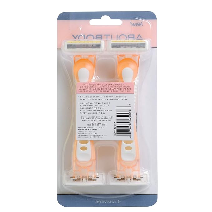 About Face Body Spa Shave 3-Blade Sensitive Disposable Razors With Coconut Oil Lube Strip, 4 Count (Pack of 2)
