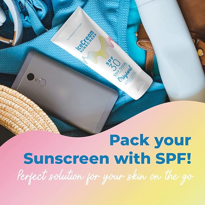 IceCream Sunscreen, Body & Face Lotion Sunblock SPF 30 Moisturizer, Water & Sweat-Resistant, Reef-Friendly & Cruelty-Free, 6oz (177ml) - Original & Vanilla Scent (Pack of 2)