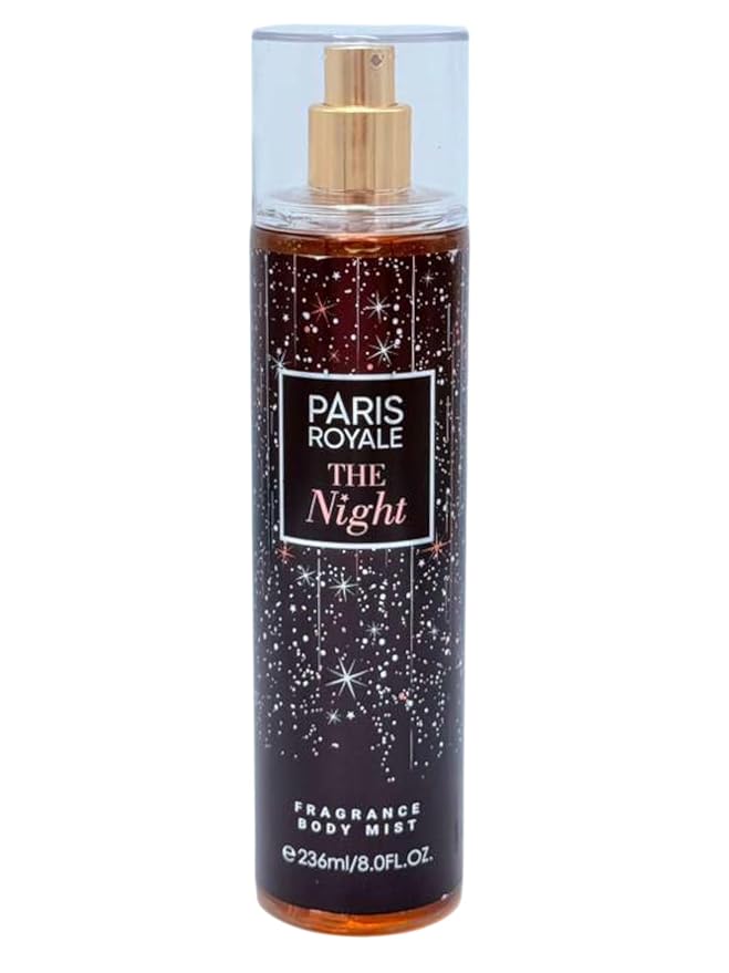 Paris Royal The Night Body Mist for Women, 8 Fl Oz - Mysterious Floral & Musk Fragrance - Enveloping Evening Body Spray (The Night)