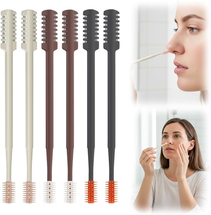 Fliwos 2-in-1 Nasal Hair Cutter, 2026 Upgraded Double Sided Nose Hair Trimmer, Portable Manual Nasal Clippers, 360° Rotating Nose Hair Remover Tool for Men and Women (Multicolor 6pcs)