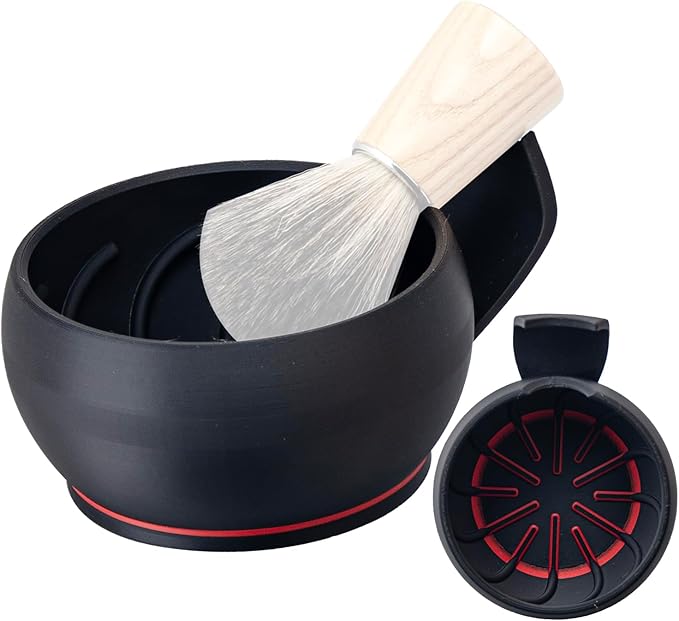 Grandslam Shaving Bowl with Ridges, Shaving Mug with Brush Stand, Shaving Soap Bowl for Shaving Cream and Soap, Durable & Holds Heat Longer, Rich & Thick Lather, Great for Traveling and Use at Home