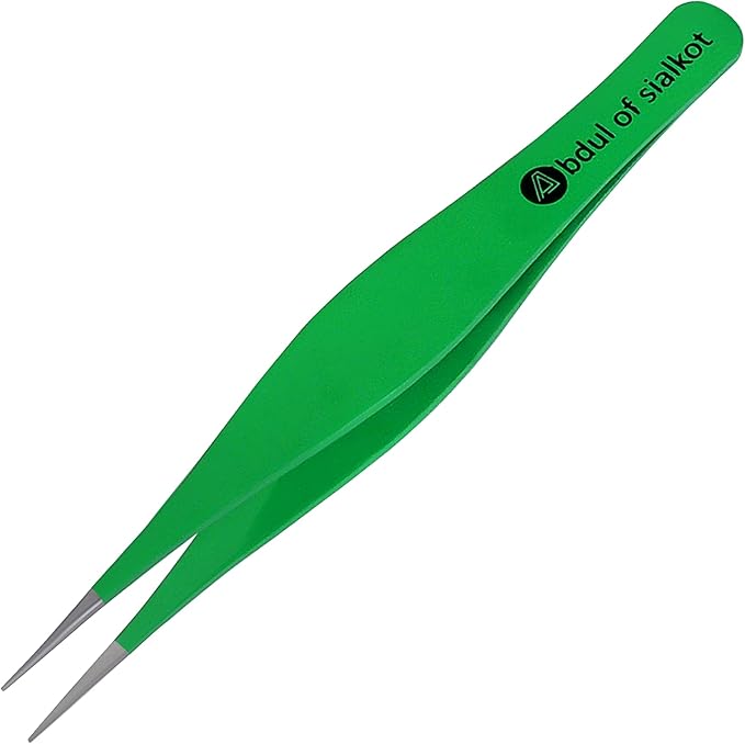 Pointed Tweezers,Needle Nose Tip, Sharp Precision Ingrown Hair, Surgical Pointed for Blackheads & Splinters/Best Tweezers for Eyebrows (Green)