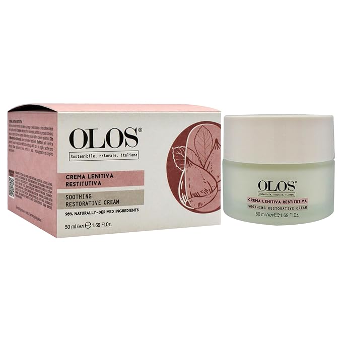 Olos Soothing Restorative Cream - Face Moisturizer - Face Lotion for Stress Signs and Redness - Face Cream with Aloe, Macadamia, Avocado Oil - 1.7 oz