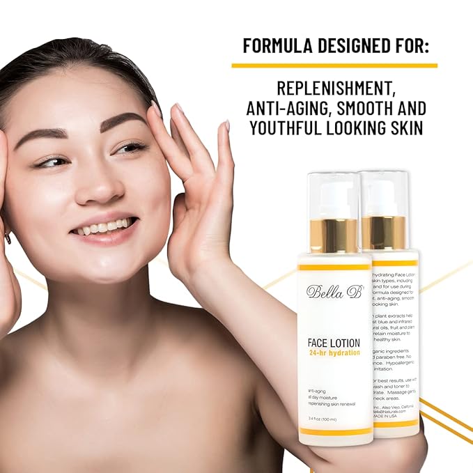 Bella B Face Lotion 3.4 oz Bottle - Facial Glow - Pregnancy Skin Care - Pregnancy Face Moisturizer - Pregnancy Safe - Healthy Beauty - Natural Face Moisturizer - Natural Face Lotion