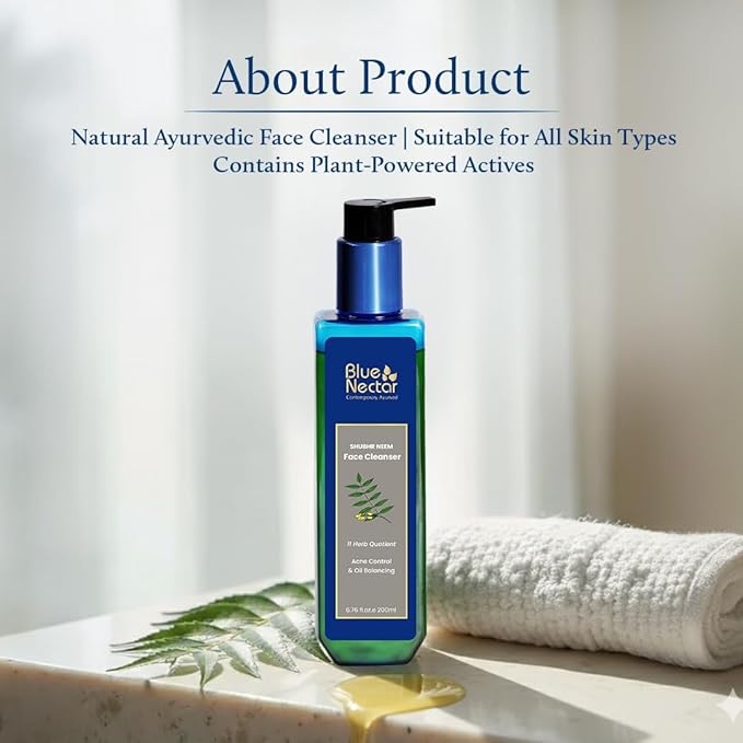 Blue Nectar Vitamin C Face Wash for Women and Men | Anti Acne Face Wash with Neem & Honey (11 Herbs, 3.38 Fl oz)