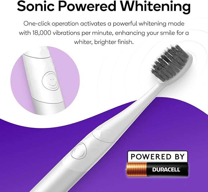 Burst Nova Toothbrush (Green) | Sonic Powered Teeth Whitening | Super-Soft Bristles | 18000 VPM | 2 Minute Timer | Aluminum Handle | Replaceable Brush Head | Compact Size | with AAA Battery