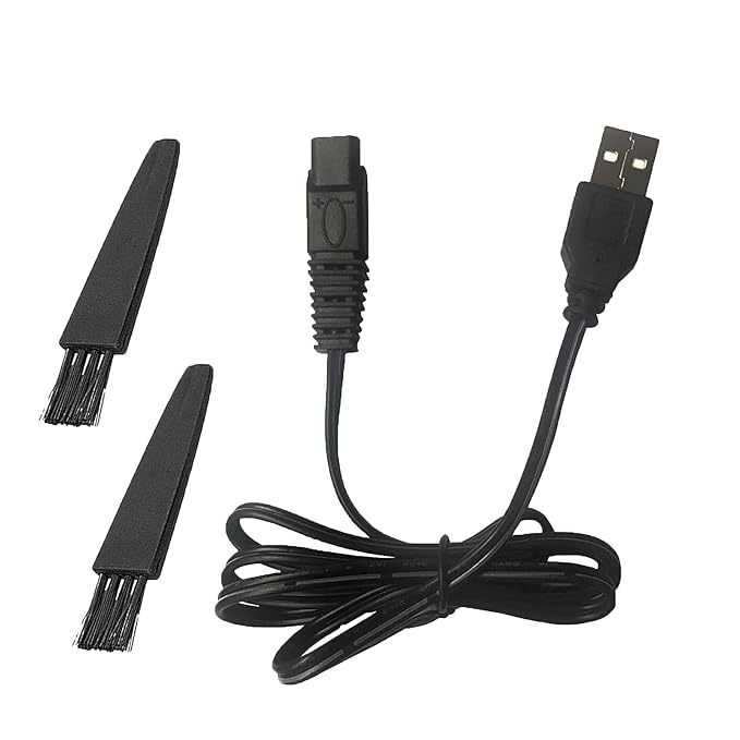 LinMei USB Shaver Charger for Microtouches Solo Electric Shaver Trimmer Original Replacement USB Charging Cable 31.5 in with 2 Cleaning Brush