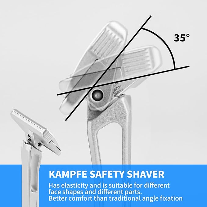 KAMPFE Safety Razor Made of 6061 Aluminum Alloy Material, GEM Single Sided Safetyshaver Shaver Handle for Men with Suction Cup Holder and Safety Razor Blades