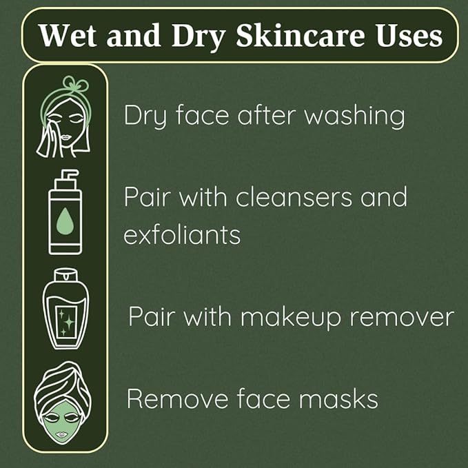 Clean Facial Towels for Sensitive Skin, 100% USDA Biobased Face Towels, 50 Count, Ultra Soft, Makeup Remover Dry Wipes, Cotton