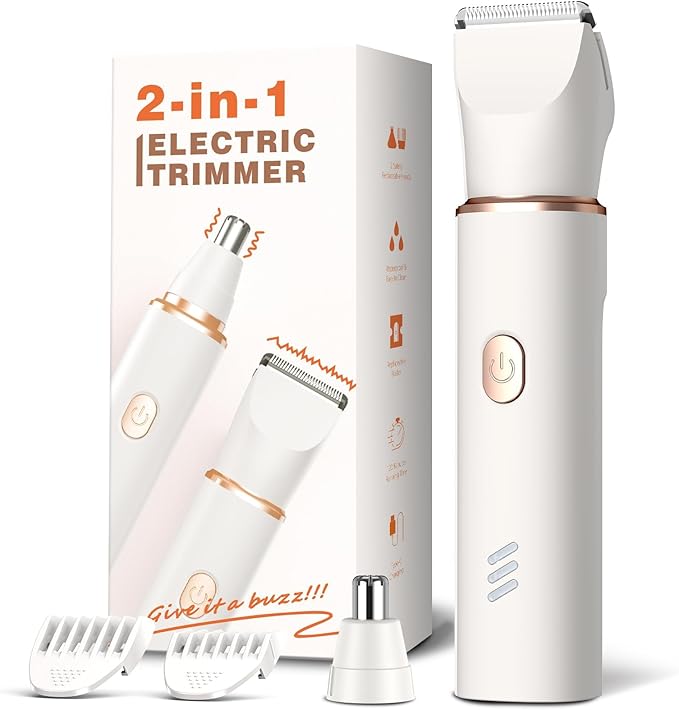 Bikini Trimmer for Women-Electric Razors for Women‘s Gift Body Hair Trimmer IPX7 Waterproof, Replaceable Ceramic Blade,White