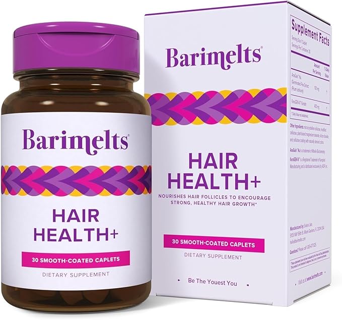 BariMelts Hair Health+ – Helps Reduce Hair Thinning for GLP-1 Users or Bariatric Patients – Hair Growth Supplement with Clinically Studied AnaGain™ Nu and Keratin – 1-Month Supply