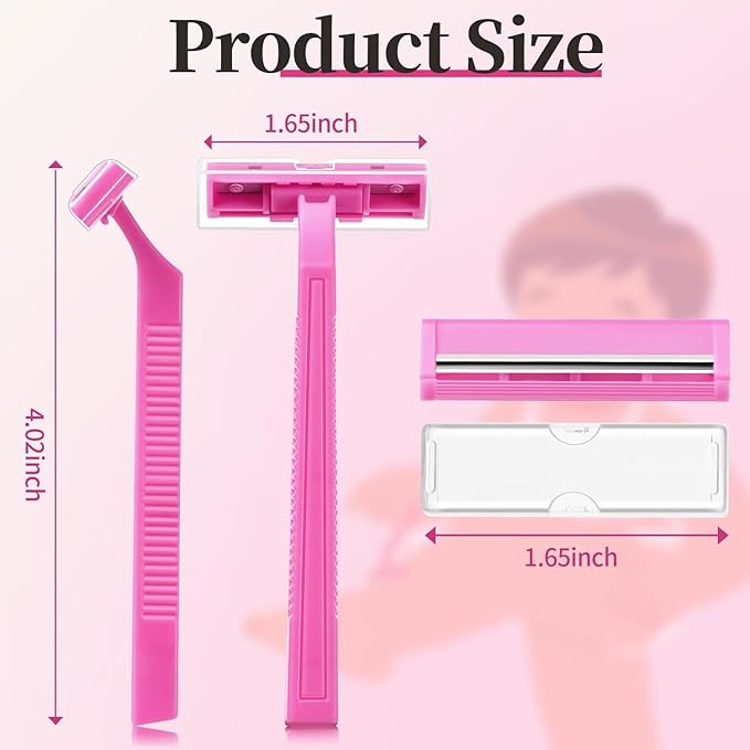 60 Count Women's Disposable Razors, Twin Blade Shaving Razor Pink Stainless Steel Women's Disposable Razors for Men Women Camping Traveling Home