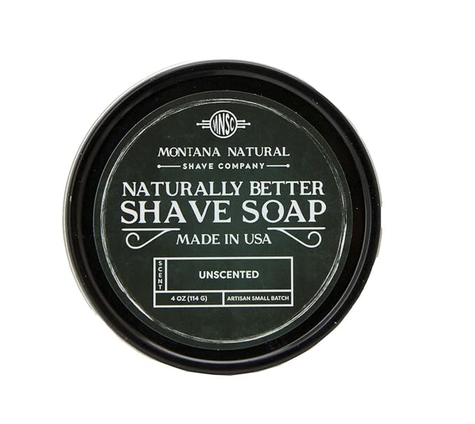 MNSC Unscented Artisan Small Batch Shave Soap for a Naturally Better Shave - Smooth Shave, Hypoallergenic, Prevent Nicks, Cuts, and Razor Burn, Handcrafted in USA, All-Natural, Plant-Derived.