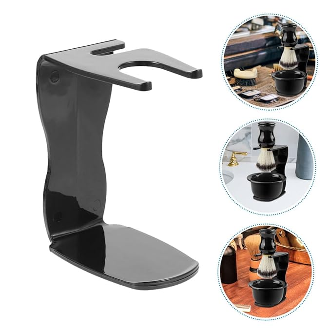 FRCOLOR 3pcs Safety Razor and Brush Stand Men's Grooming Shaving Razor Holder Portable Travel Shaving Brush Rack