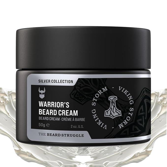 Beard Cream for Men by Beard Struggle -Viking Storm Beard Butter, Moisturizer & Softener for Men - Itch Relief, Hydration with Avocado & Jojoba Oils - Beard, Mustache & Corase Growth Cream, 50g