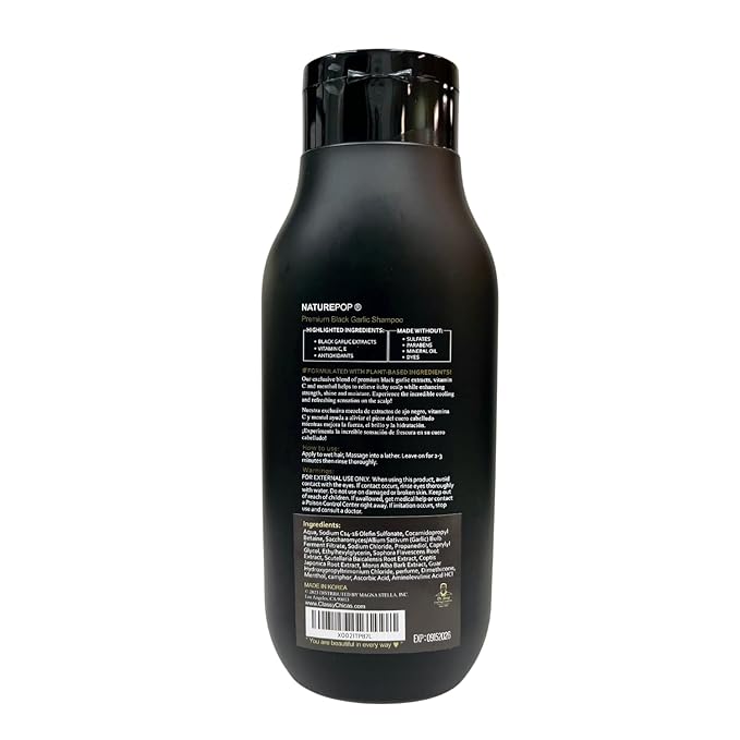 Black Garlic Hair Loss Shampoo by NATUREPOP - Prevents Hair loss, Stimulates growth - Sulfate Free Paraben Free - Ajo Negro Shampoo para la caida del cabello 16.9 fl oz/ 500 mL Made in Korea