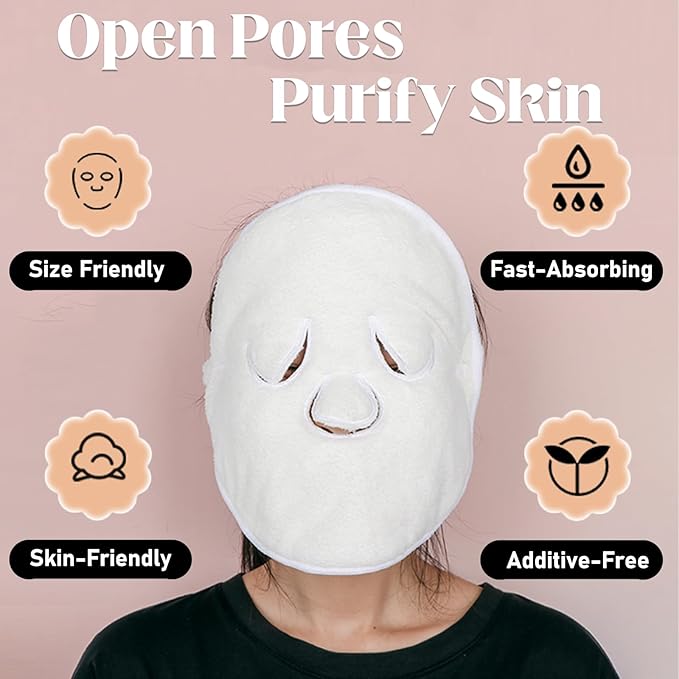 Elitzia Face Mask Microfiber Hot & Cold Compress Face Towels Skin Care Double-Layer Hands-Free Facial Steaming & Pore Care Breathable Fast-Absorbing Skin-Friendly SPA Beauty Salon for Women Men ETD24