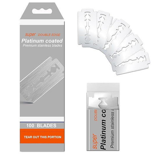 100 Count Safety Razor Blades - Swedish Stainless Steel Double Edge Razor Blades, Fit Most of Safety Razors, Precision, Smooth and Comfortable Shaving, Sensitive Skin Friendly