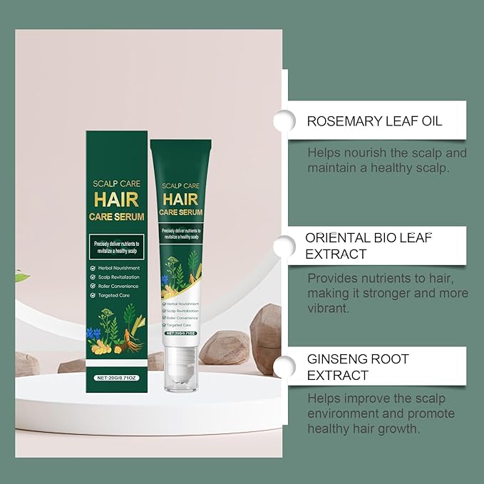 20g Hair Growth Serum for Thinning Hair – Scalp Treatment with Rosemary & Ginseng to Reduce Hair Loss, Strengthen Roots, and Promote Fuller, Healthier-Looking Hair