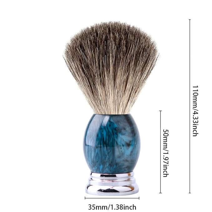 Grandslam Luxury Badger Shaving Brush Handmade Pure Badger Hair Brush with Blue Resin Handle Heavy Alloy Base + Badger Bristle
