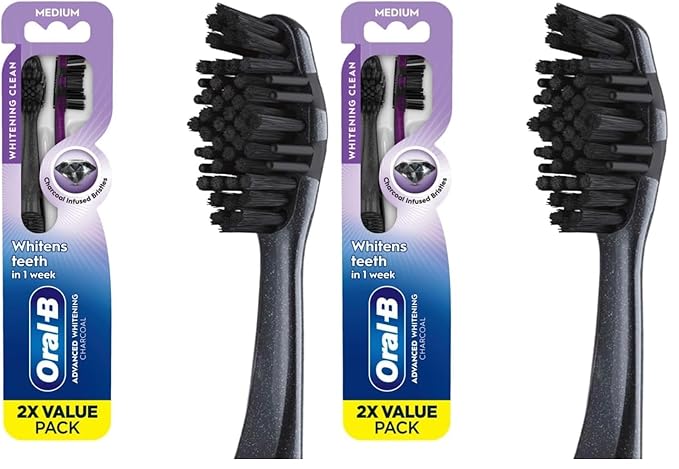 Oral-B Charcoal Toothbrushes, Medium 2ct (Pack of 2)
