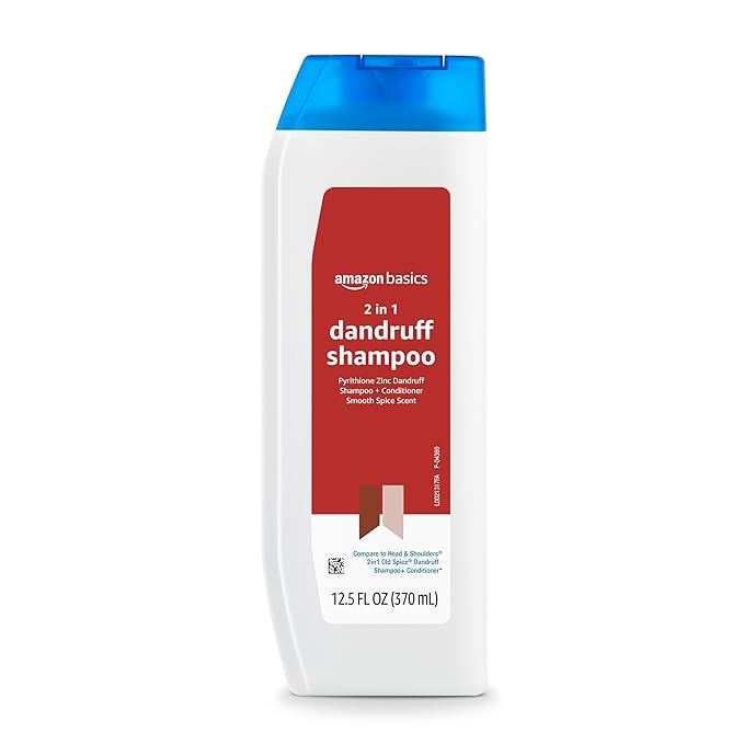 Amazon Basics Anti-Dandruff 2-in-1 Shampoo and Conditioner for Men, Itch and Flake Control, Smooth Spice Scent, pH Balanced, Paraben-Free, Safe for All Hair Types, 12.5 Fl Oz (Previously Solimo)