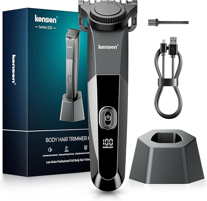 Body Hair Trimmer for Men,kensen Electric Groin & Pubic Hair Trimmer, Christmas Gift Rechargeable Ball Shaver Groomer, Mens Body Groomer Kit for Privates, Waterproof, Cordless for Wet/Dry Use