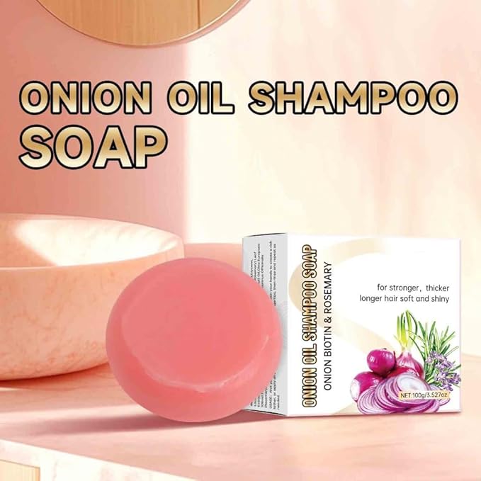 3PCS Onion Rosemary Shampoo Soap, Handmade Soap Oil Control And Dandruff Removal Soap For Both Men & Women