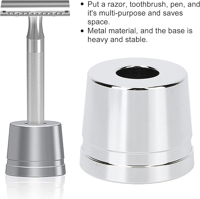 Multi-purpose Stand, Silver Metal Shaver Holder, Pedestal Base, Compact Size, Gift for Men