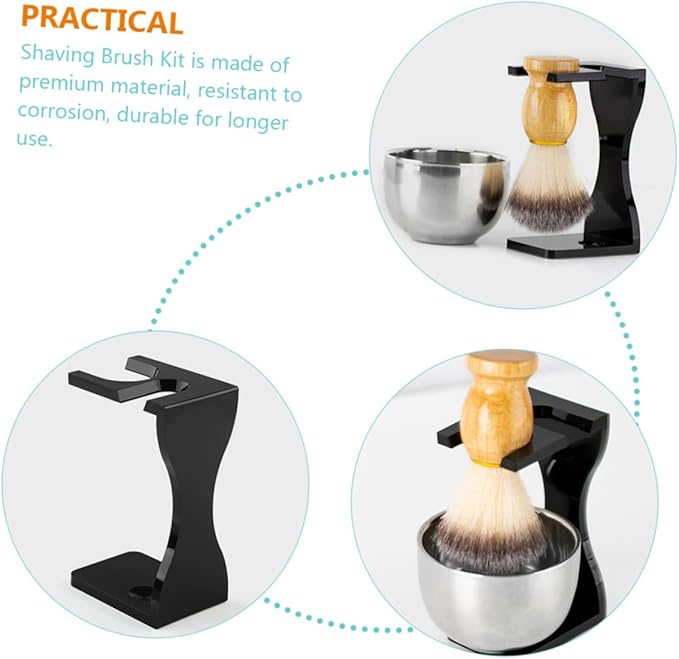 Men's Acrylic Shaving Brush Stand with Practical Shaving Bowl for Beard Grooming Space-saving Razor Holder Easy Drying and Neat Organization Tool for Bathroom Counters