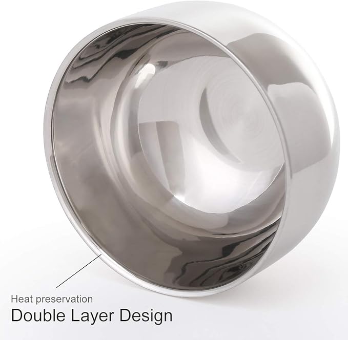 Akstore Men's Durable Shave Soap Cup Stainless Steel Heat Insulation Smooth Shaving Mug Bowl (Medium)