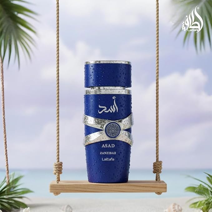 Lattafa Asad Zanzibar - Fresh, Spicy, Vanilla, Coconut - Eau de Parfum Long-Lasting Fragrance for Men, 3.40 Ounce / 100 ml