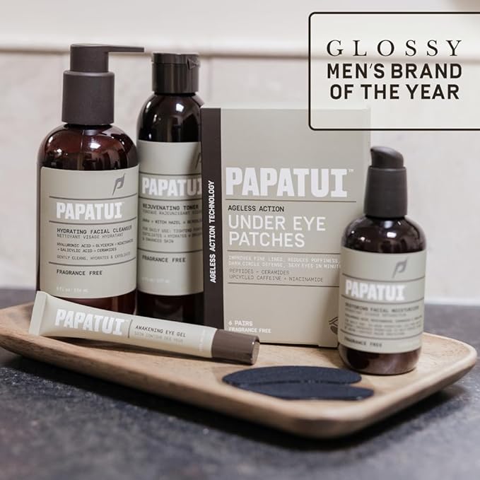 Papatui by Dwayne Johnson Fast-Acting Under Eye Patches for Men | Ageless Action to Reduce Puffiness, Dark Circles and Fine Lines | Made with Niacinamide, Hyaluronic Acid, Caffeine | 6ct